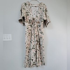 Happy X Nature Floral Midi Dress Women's Size 8 Boho Romantic Whimsy Beachy